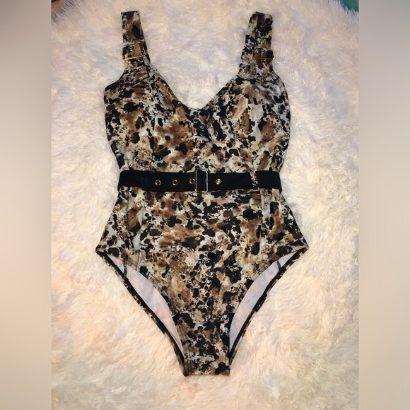 VENUS One Piece Swimsuit - Brown and Black - Picture 1 of 14